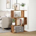 Librería divisora 3 niveles madera envejecida 70x24x97 cm