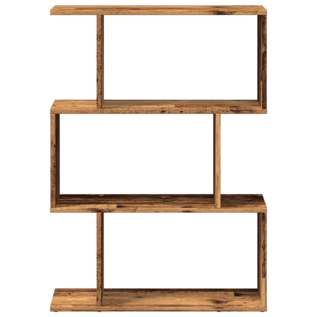 Librería divisora 3 niveles madera envejecida 70x24x97 cm