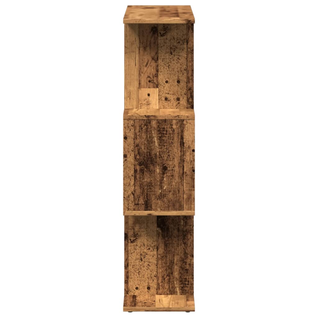 Librería divisora 3 niveles madera envejecida 70x24x97 cm