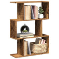 Librería divisora 3 niveles madera envejecida 70x24x97 cm