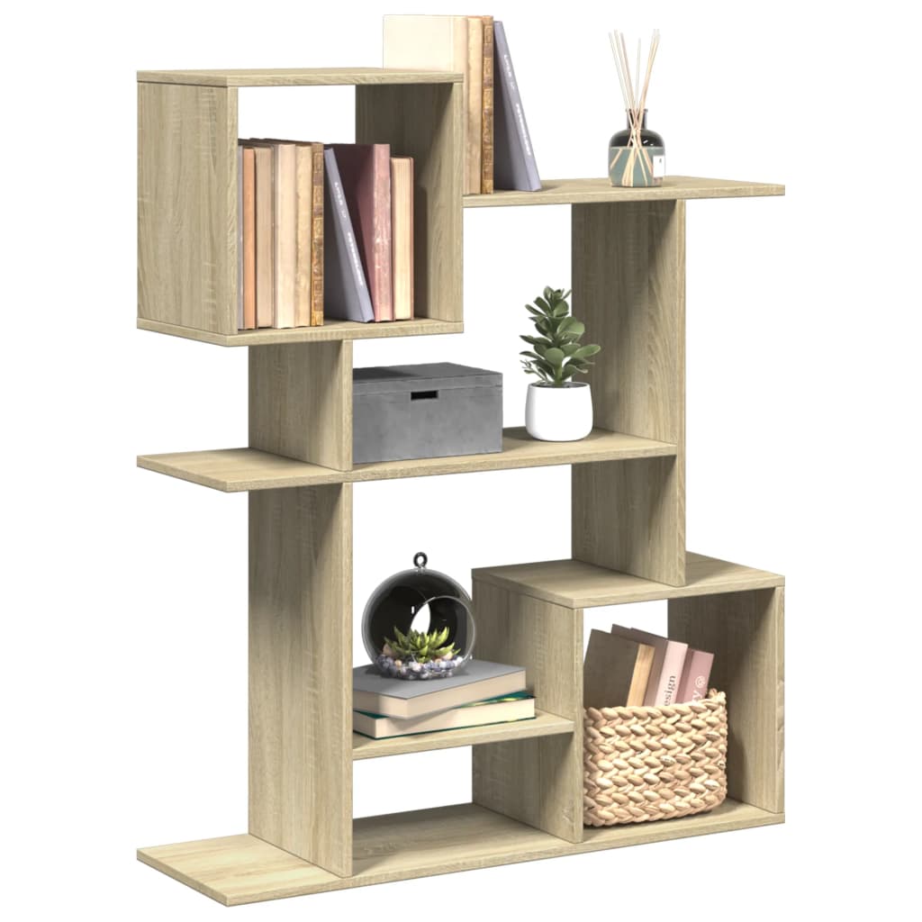 Librería divisor 6 niveles madera ingeniería blanco 70x24x193cm