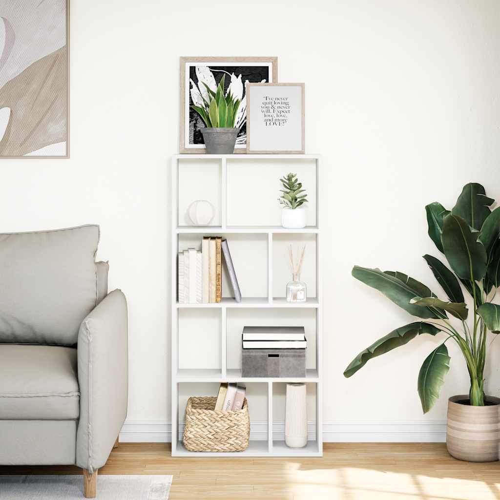 Librería de madera de ingeniería blanca 60x20x120,5 cm