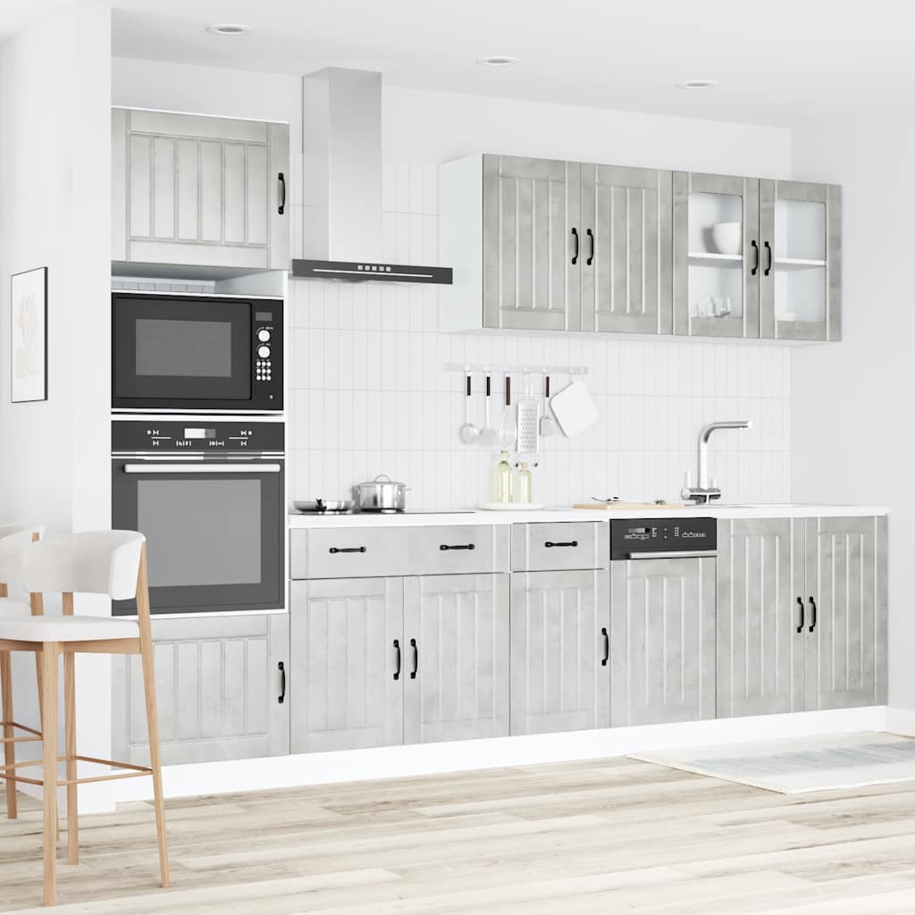 Conjunto de armarios de cocina "Lucca" de 7 piezas en madera de ingeniería gris hormigón