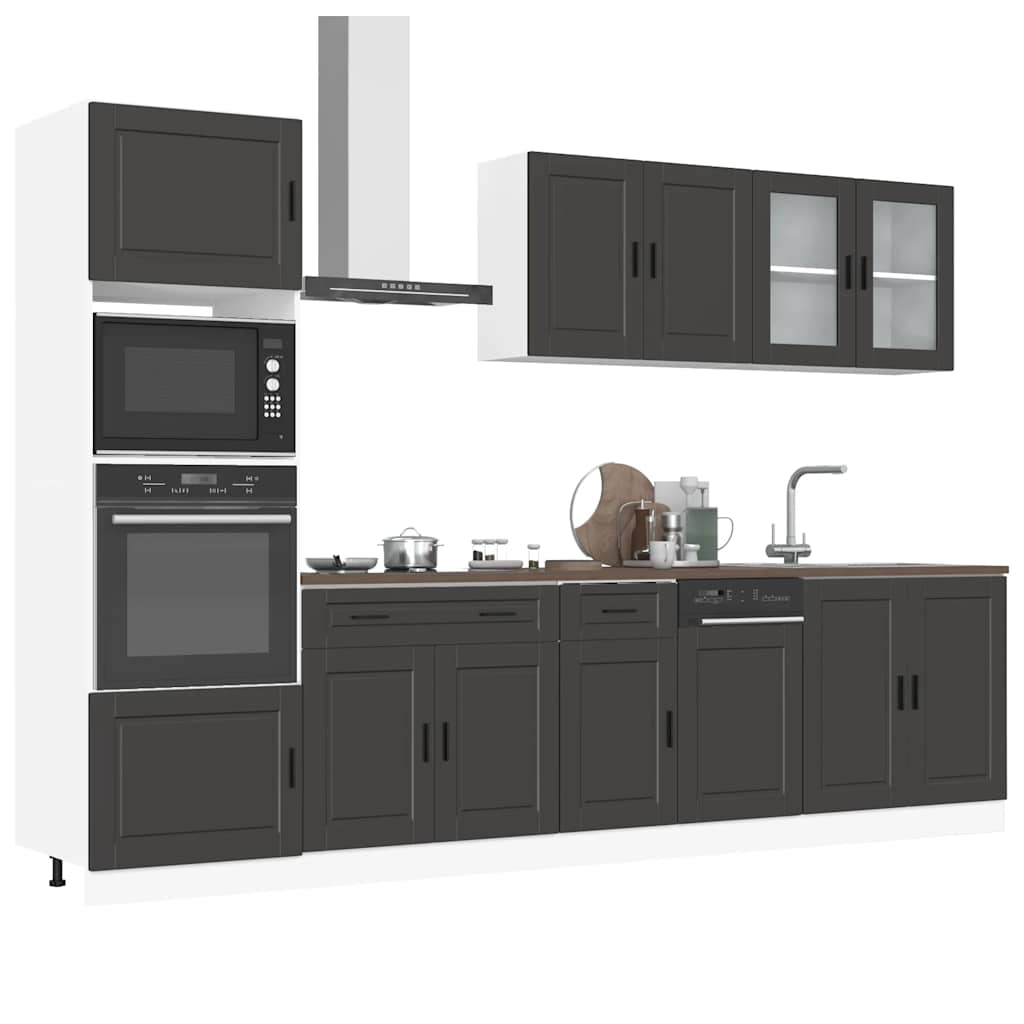"Lucca" 7-Piece Concrete Gray Engineered Wood Kitchen Cabinet Set