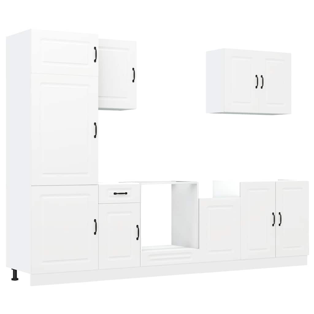 Mueble de cocina Kalmar blanco 7 piezas madera contrachapada