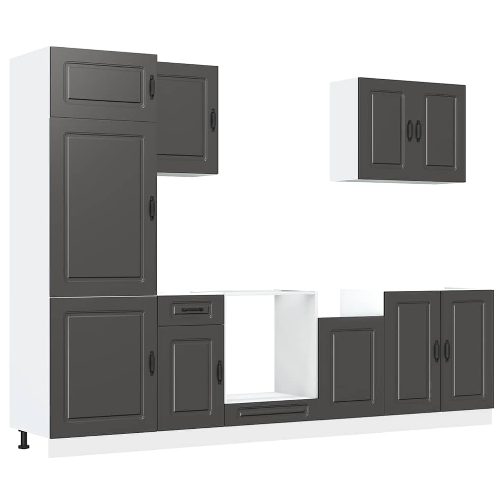Mueble de cocina Kalmar negra 7 piezas madera contrachapada
