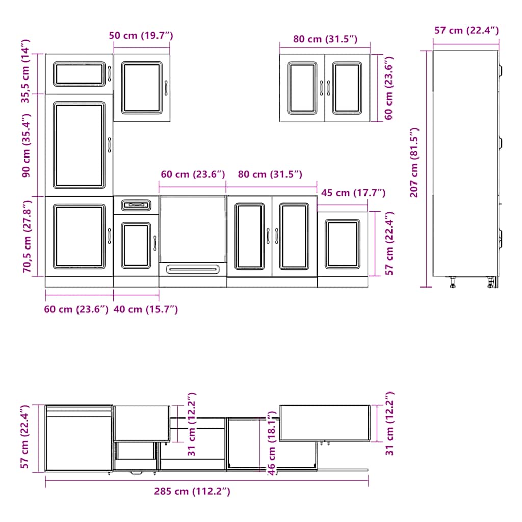 Mueble cocina Kalmar blanco de alto brillo 7 pzas