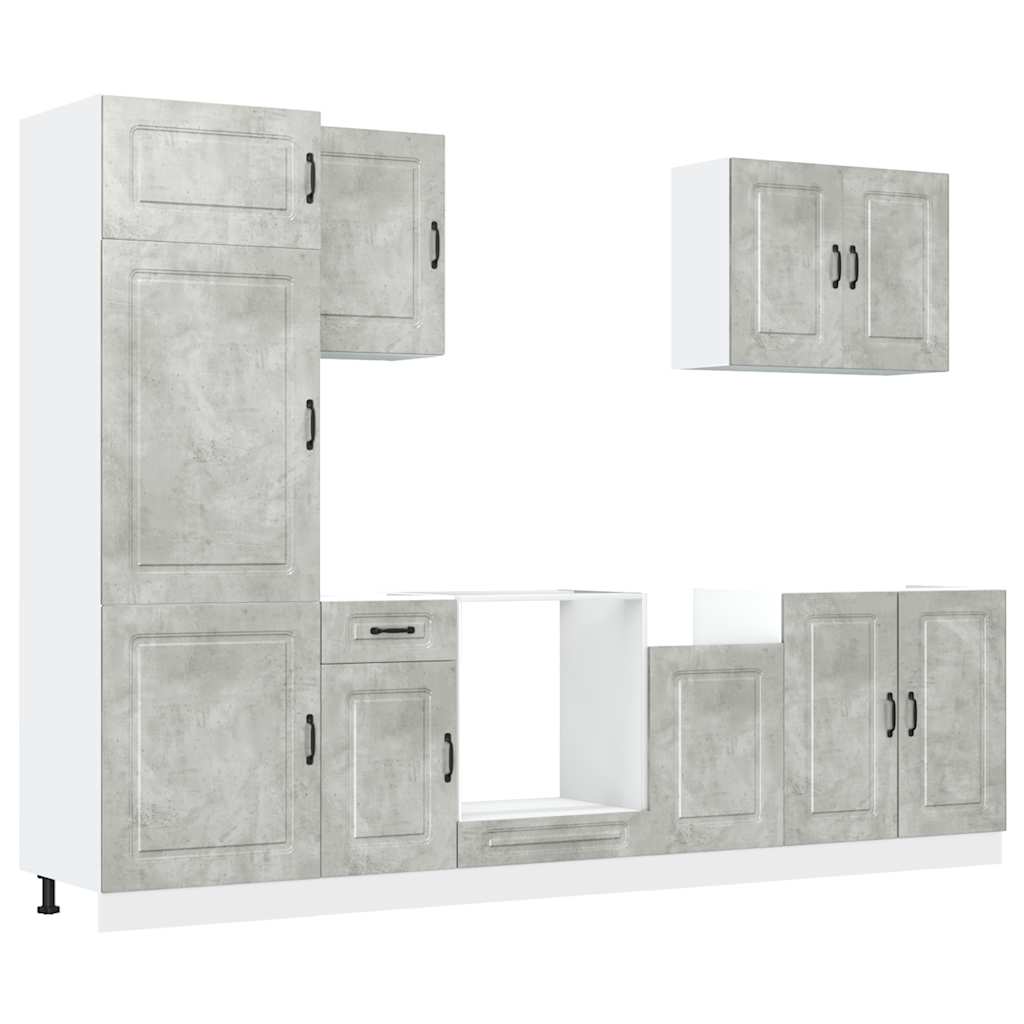 Mueble cocina Kalmar gris hormigón 7 pzas madera contrachapada