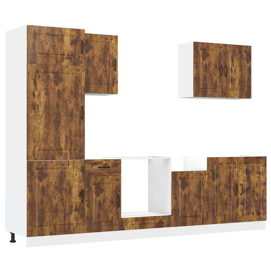 Mueble cocina Kalmar roble ahumado 7 pzas madera contrachapada