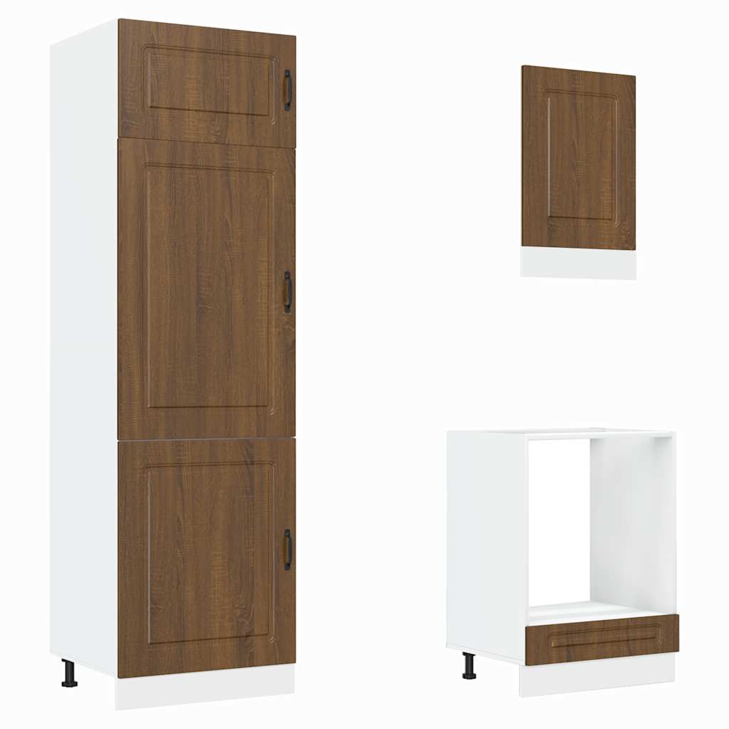 Conjunto de armarios de cocina de 7 piezas "Kalmar" de en madera de ingeniería de roble marrón