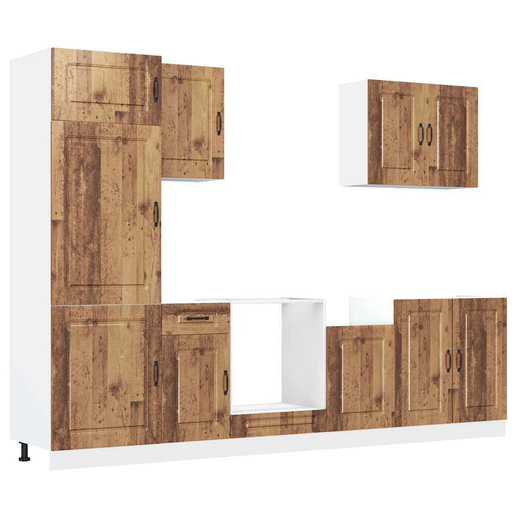 Mueble cocina Kalmar madera vieja 7 pzas madera contrachapada