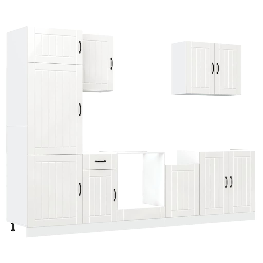 Mueble de cocina Lucca blanco 7 piezas madera contrachapada