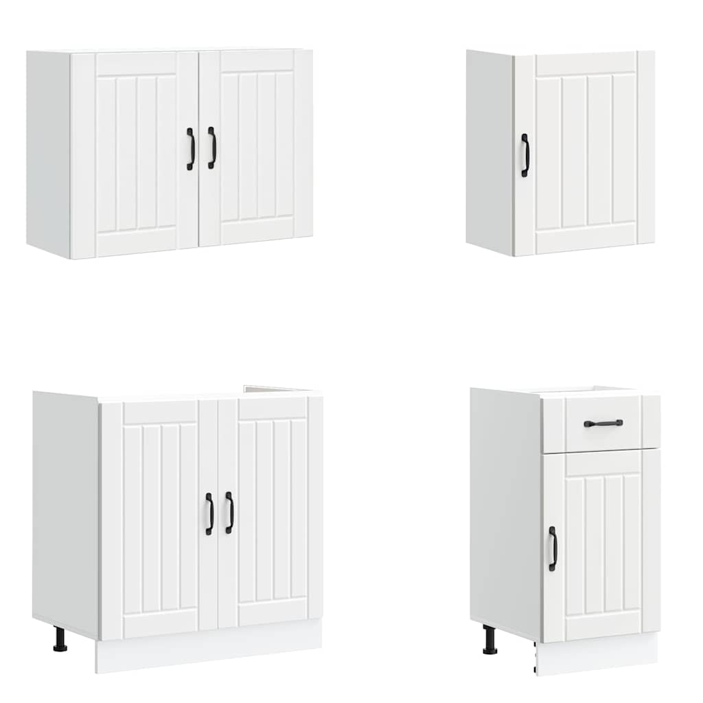 Mueble de cocina Lucca blanco 7 piezas madera contrachapada