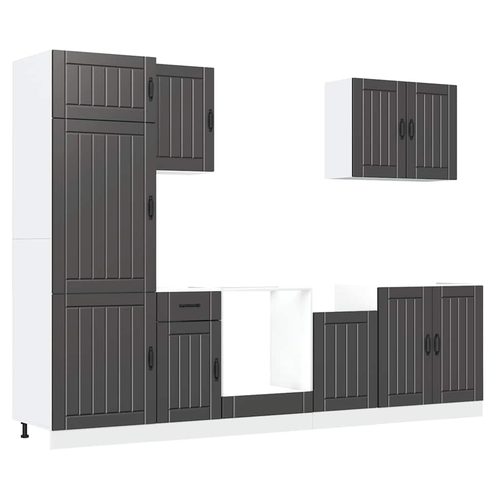 Mueble de cocina Lucca negra 7 piezas madera contrachapada