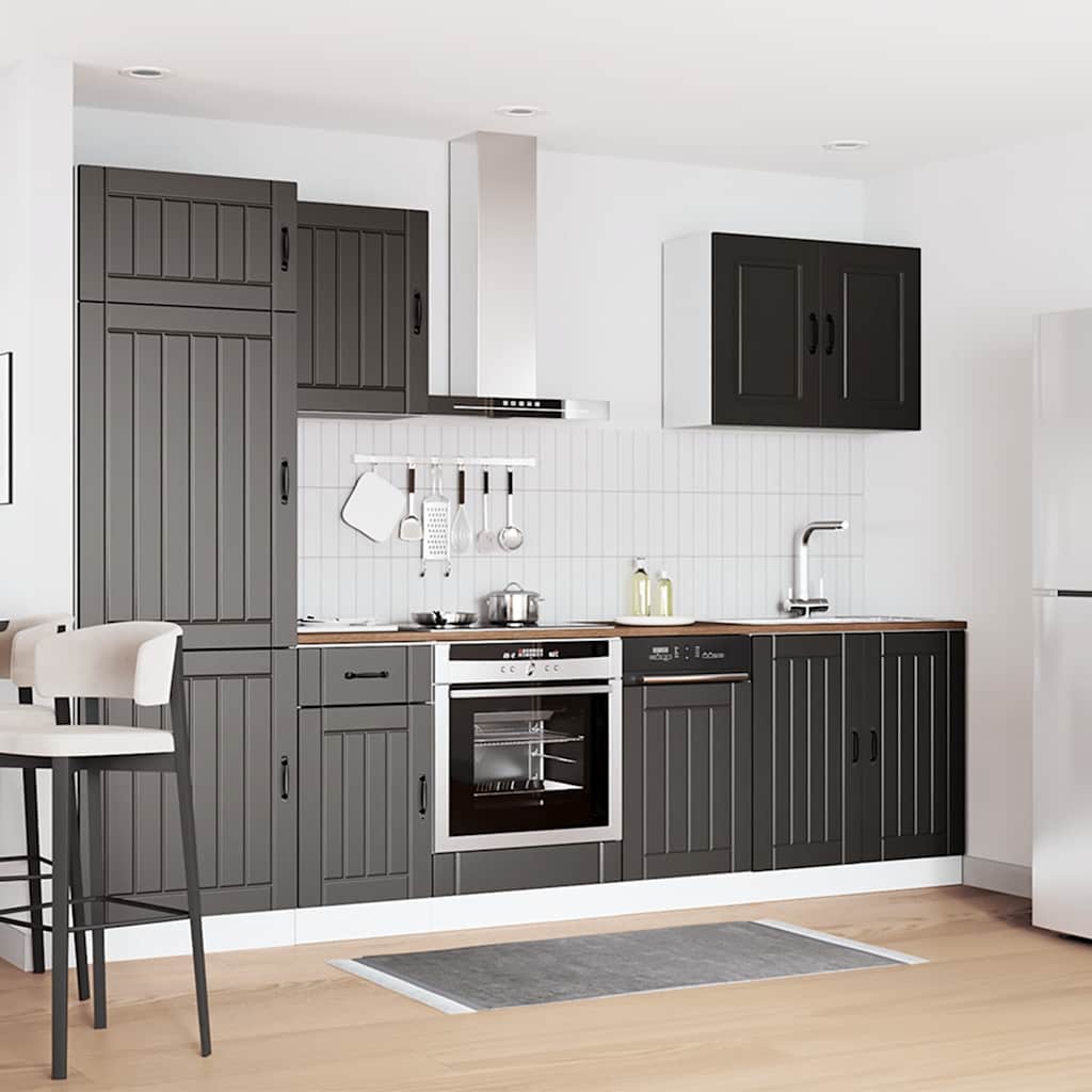 Mueble de cocina Lucca negra 7 piezas madera contrachapada