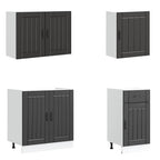 Mueble de cocina Lucca negra 7 piezas madera contrachapada