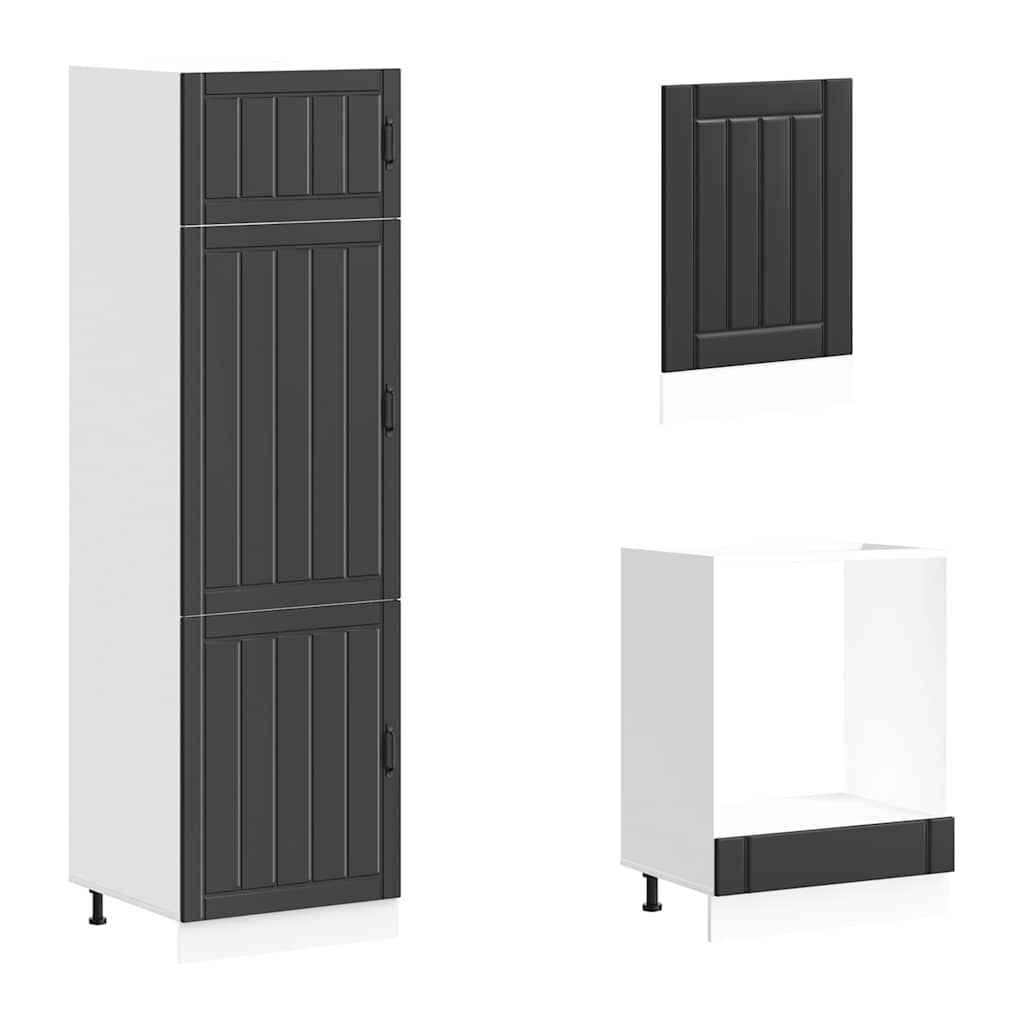 Mueble de cocina Lucca negra 7 piezas madera contrachapada