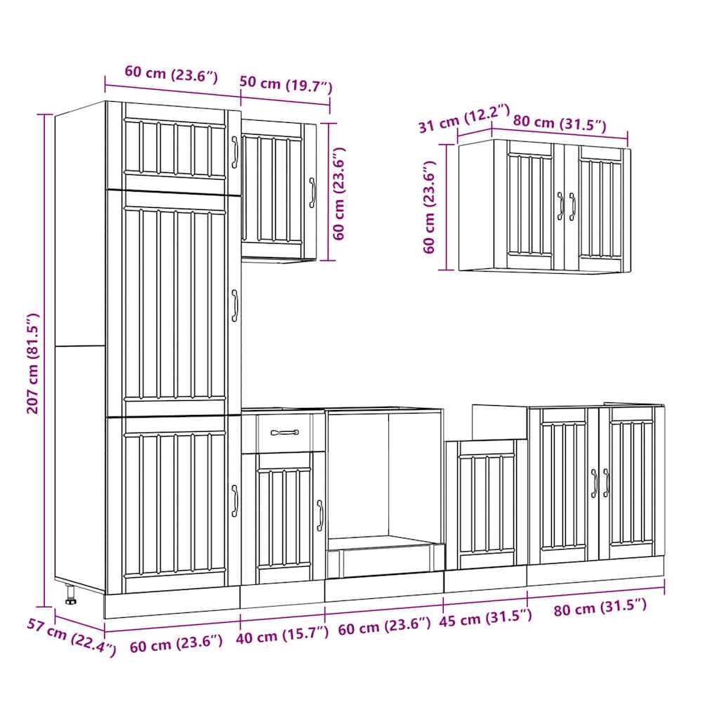 Mueble cocina Lucca blanco de alto brillo 7 pzas