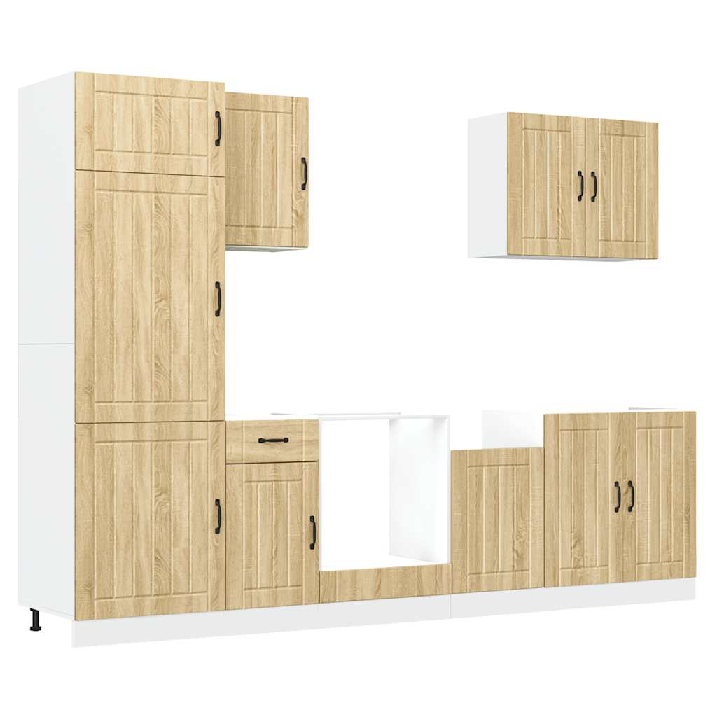 Mueble cocina Lucca roble sonoma 7 pzas madera contrachapada
