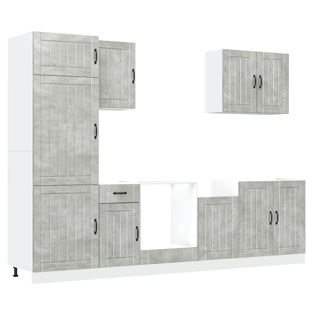 Mueble cocina Lucca gris hormigón 7 pzas madera contrachapada