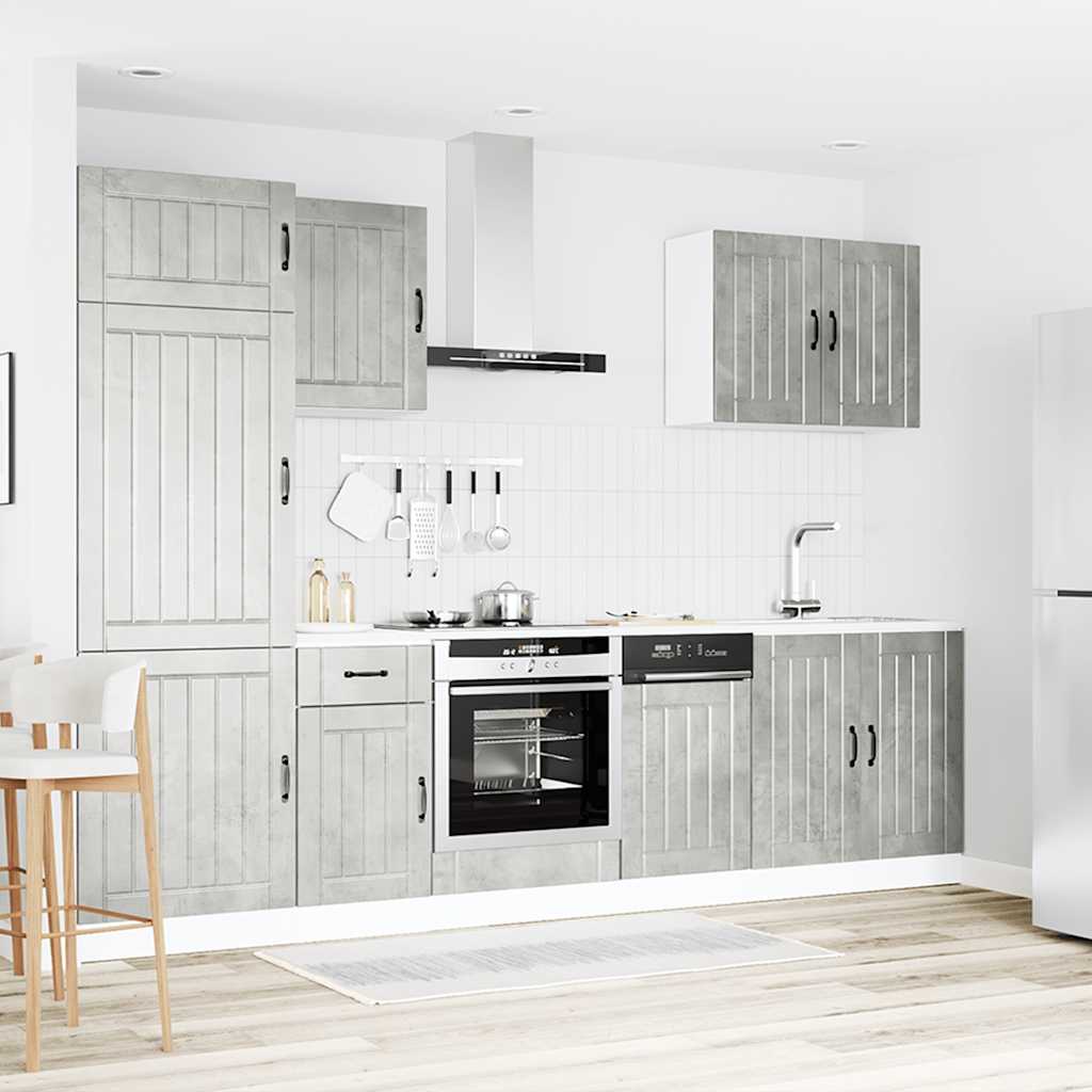 Mueble cocina Lucca gris hormigón 7 pzas madera contrachapada