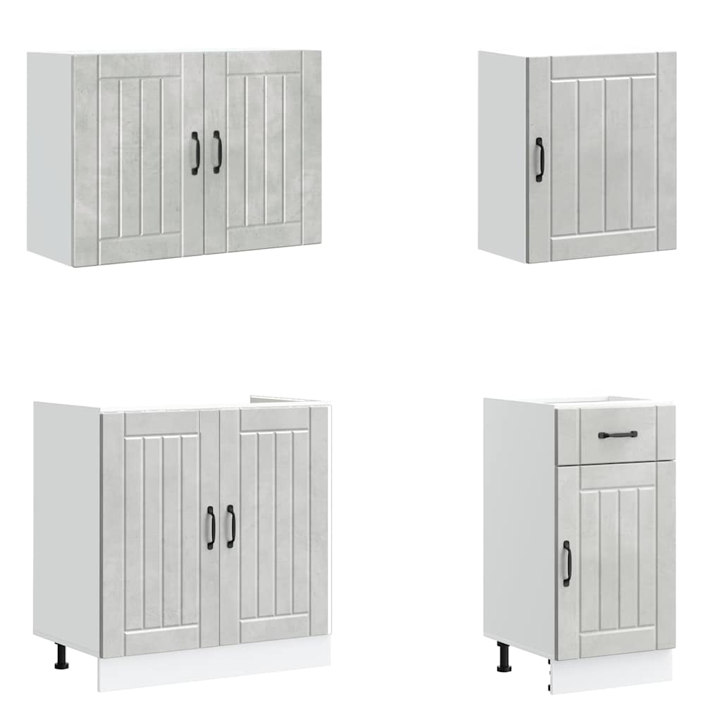 Mueble cocina Lucca gris hormigón 7 pzas madera contrachapada