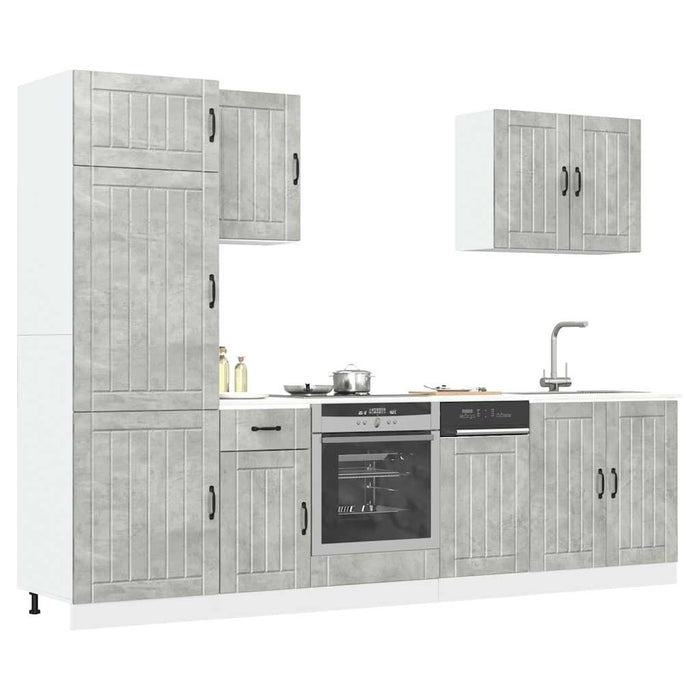 Mueble cocina Lucca gris hormigón 7 pzas madera contrachapada