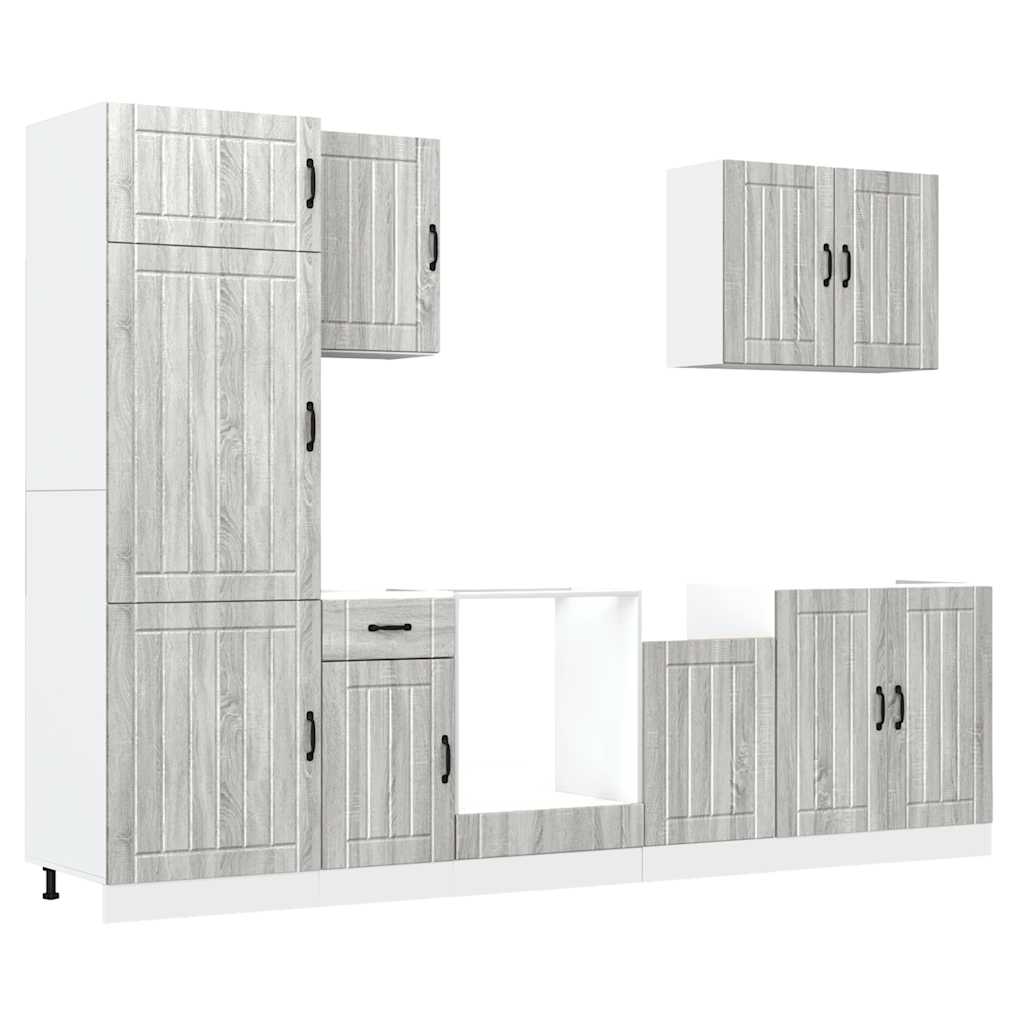 Mueble cocina Lucca sonoma gris 7 pzas madera contrachapada