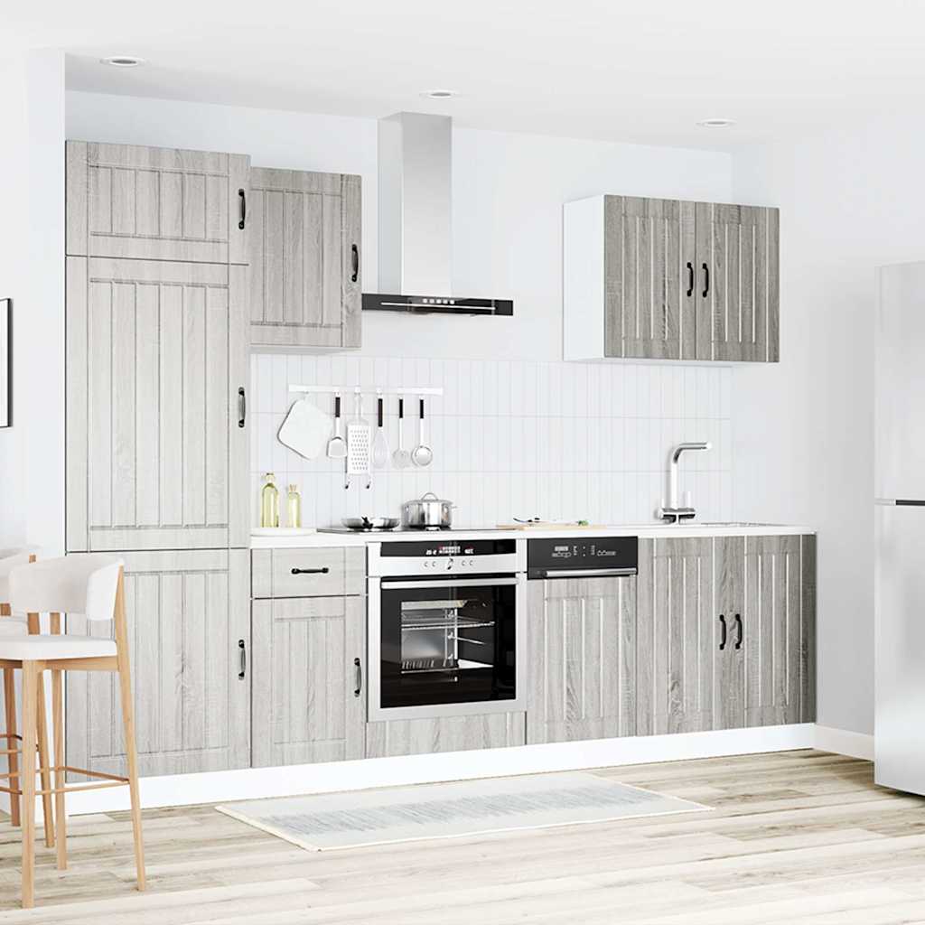 Mueble cocina Lucca sonoma gris 7 pzas madera contrachapada