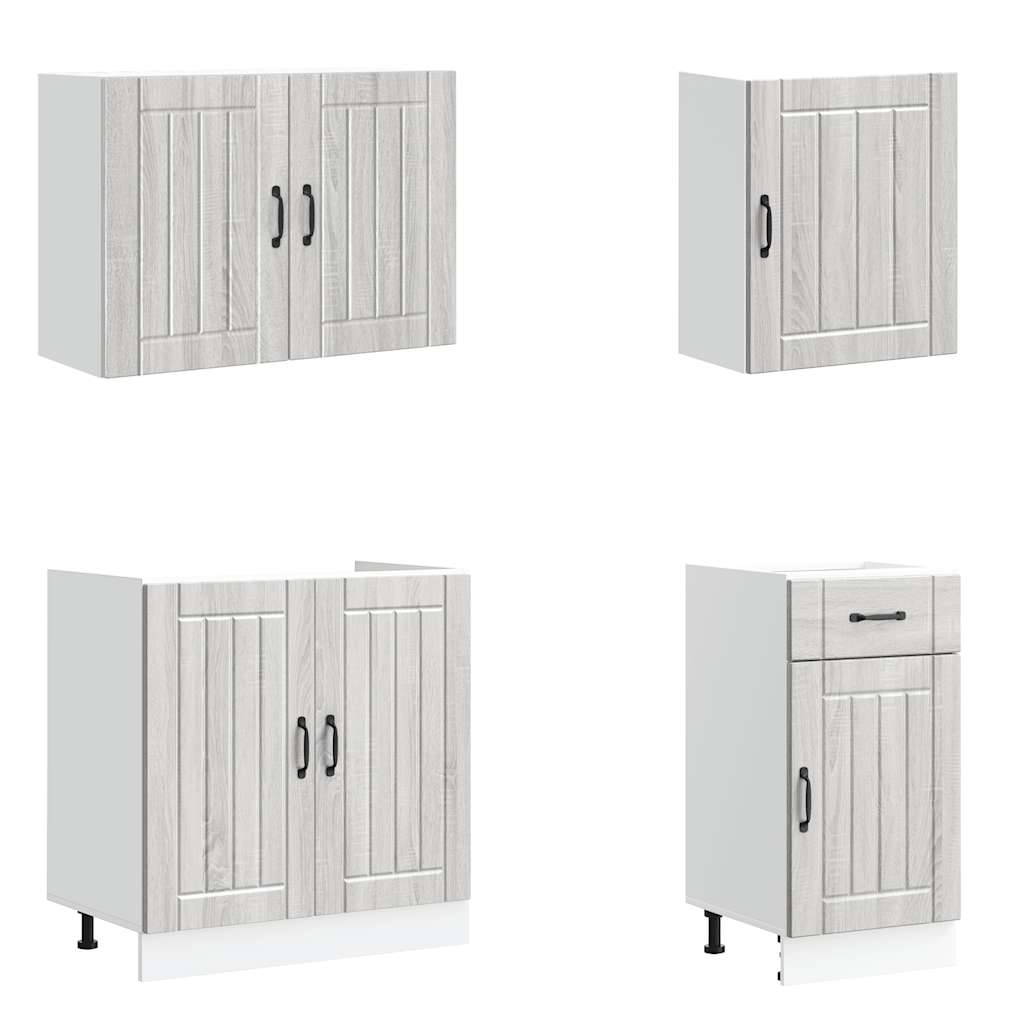 Mueble cocina Lucca sonoma gris 7 pzas madera contrachapada