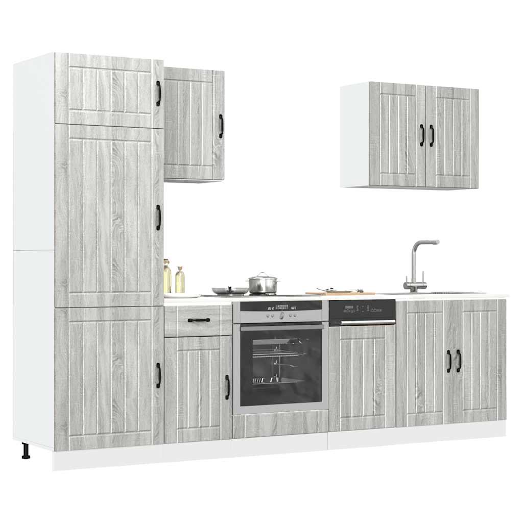 Mueble cocina Lucca sonoma gris 7 pzas madera contrachapada