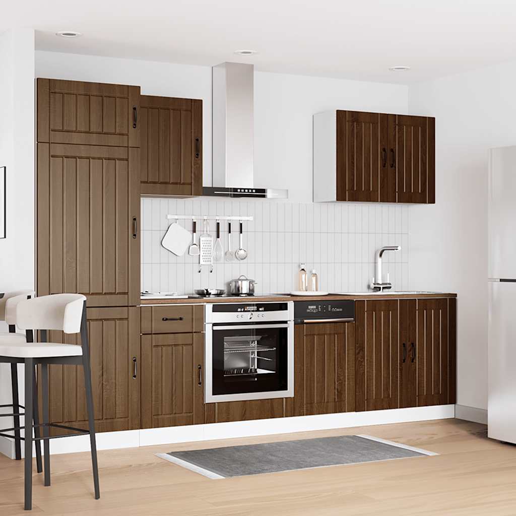 Mueble cocina Lucca roble marrón 7 pzas madera contrachapada
