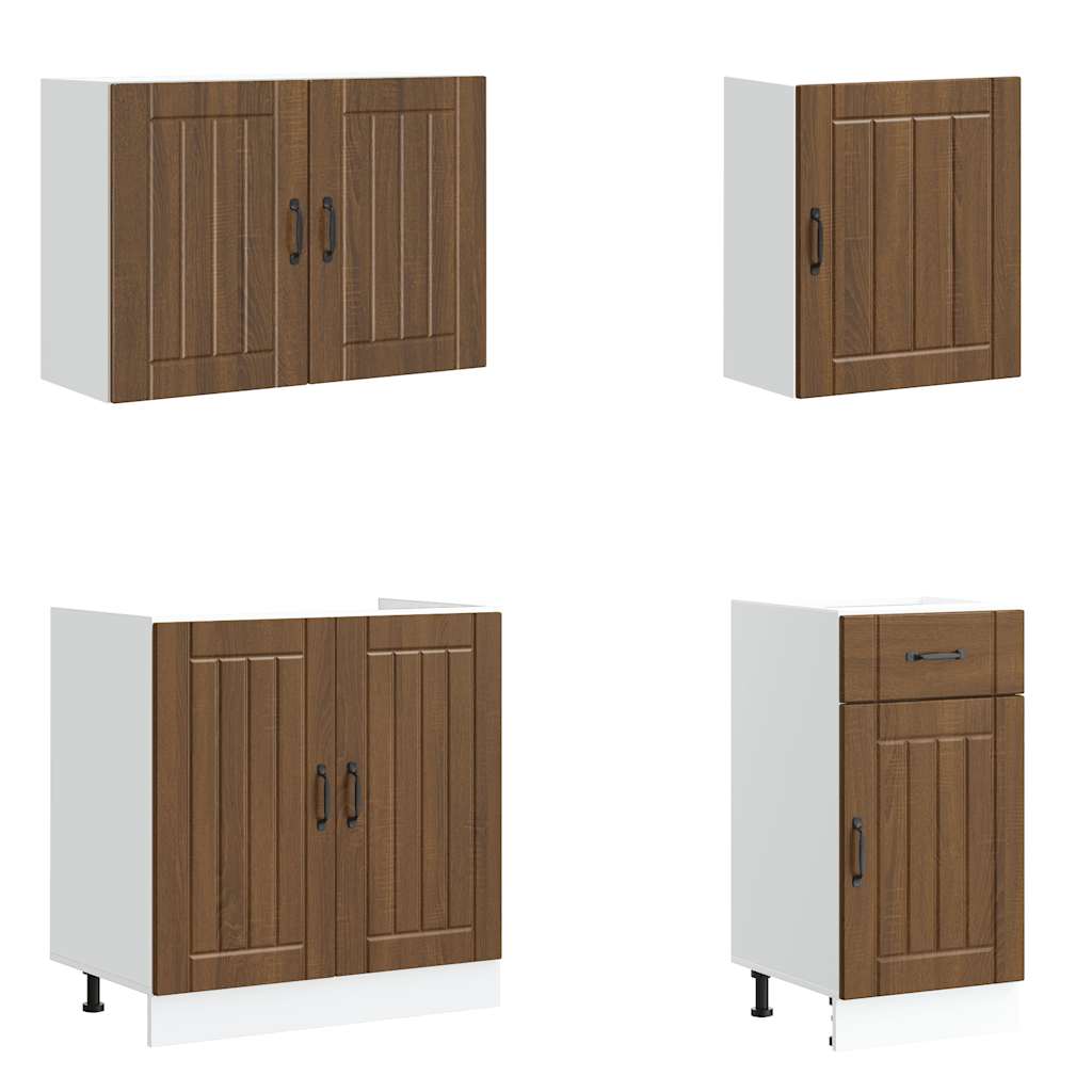 Mueble cocina Lucca roble marrón 7 pzas madera contrachapada