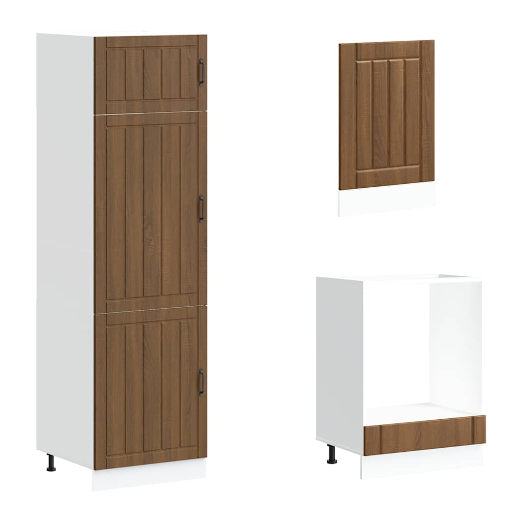 Mueble cocina Lucca roble marrón 7 pzas madera contrachapada