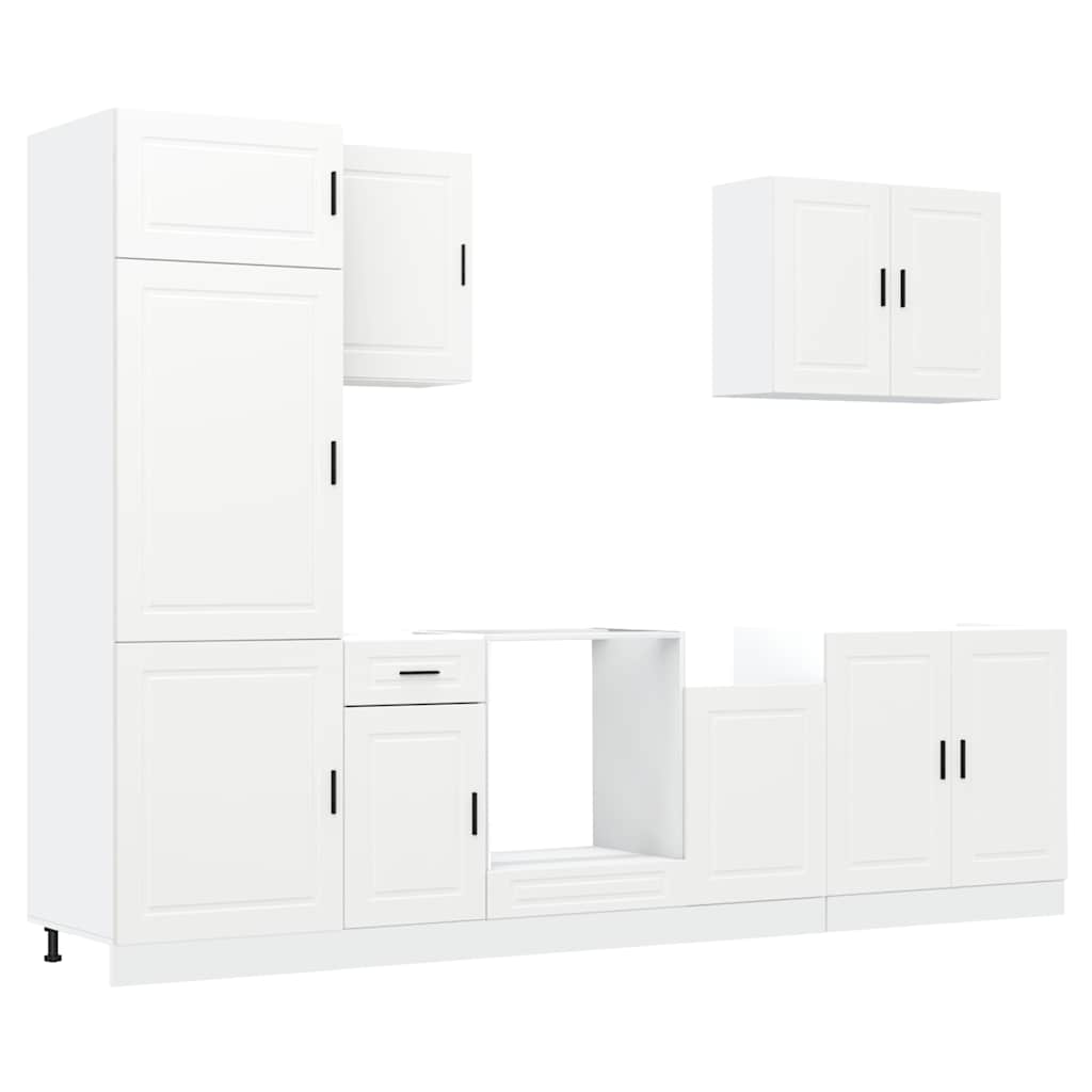 Conjunto de armarios de cocina "Porto" de 7 piezas de madera de ingeniería blanca