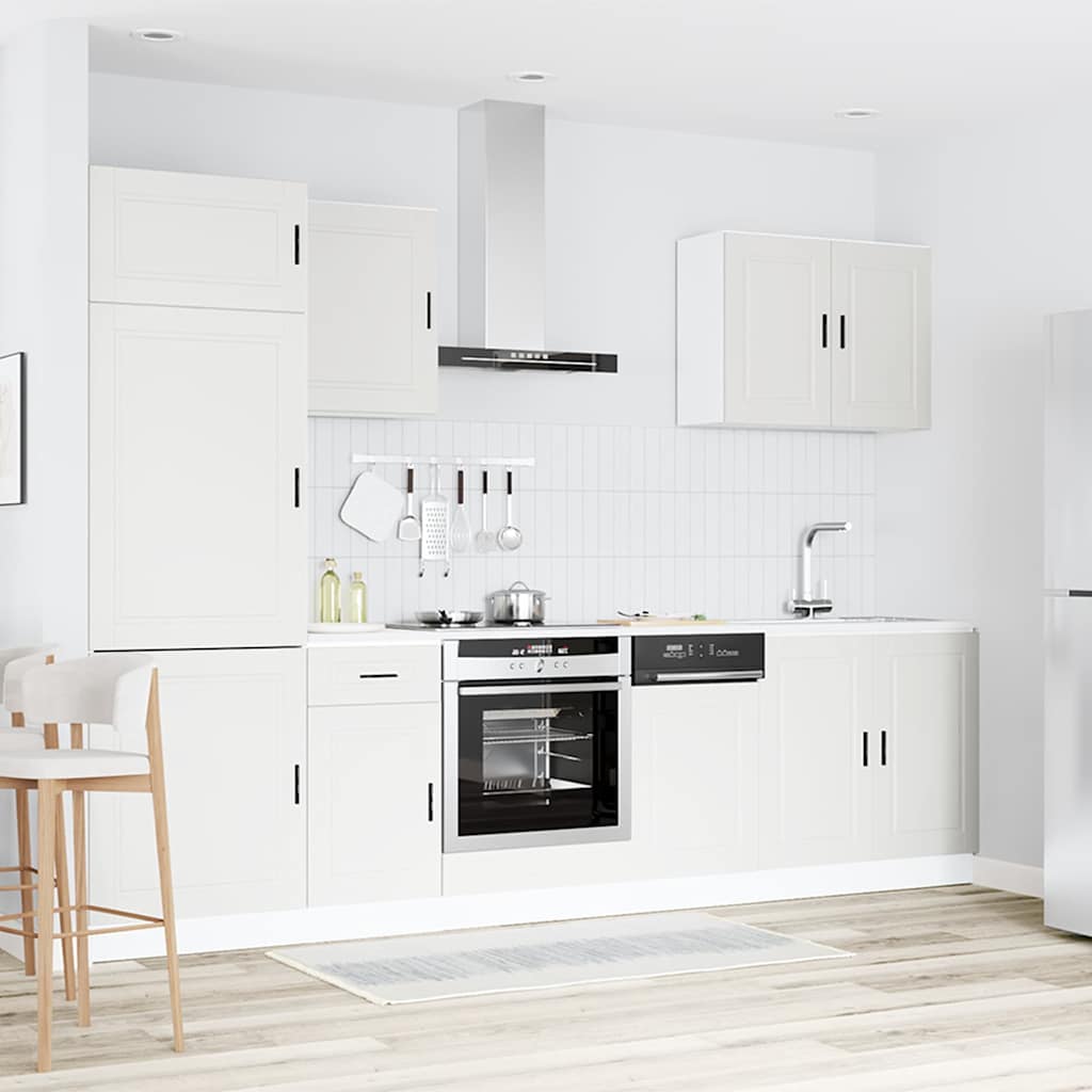 Conjunto de armarios de cocina "Porto" de 7 piezas de madera de ingeniería blanca