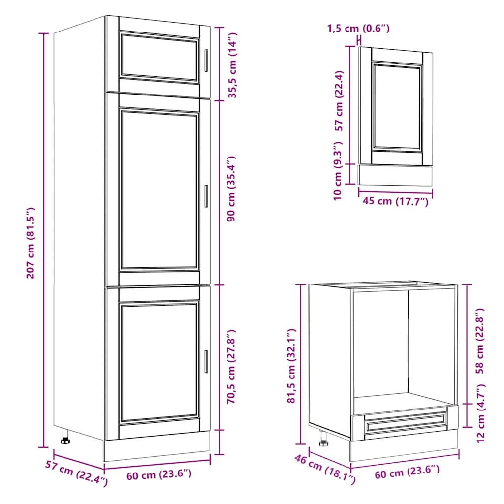 Conjunto de armarios de cocina "Porto" de 7 piezas de madera de ingeniería blanca