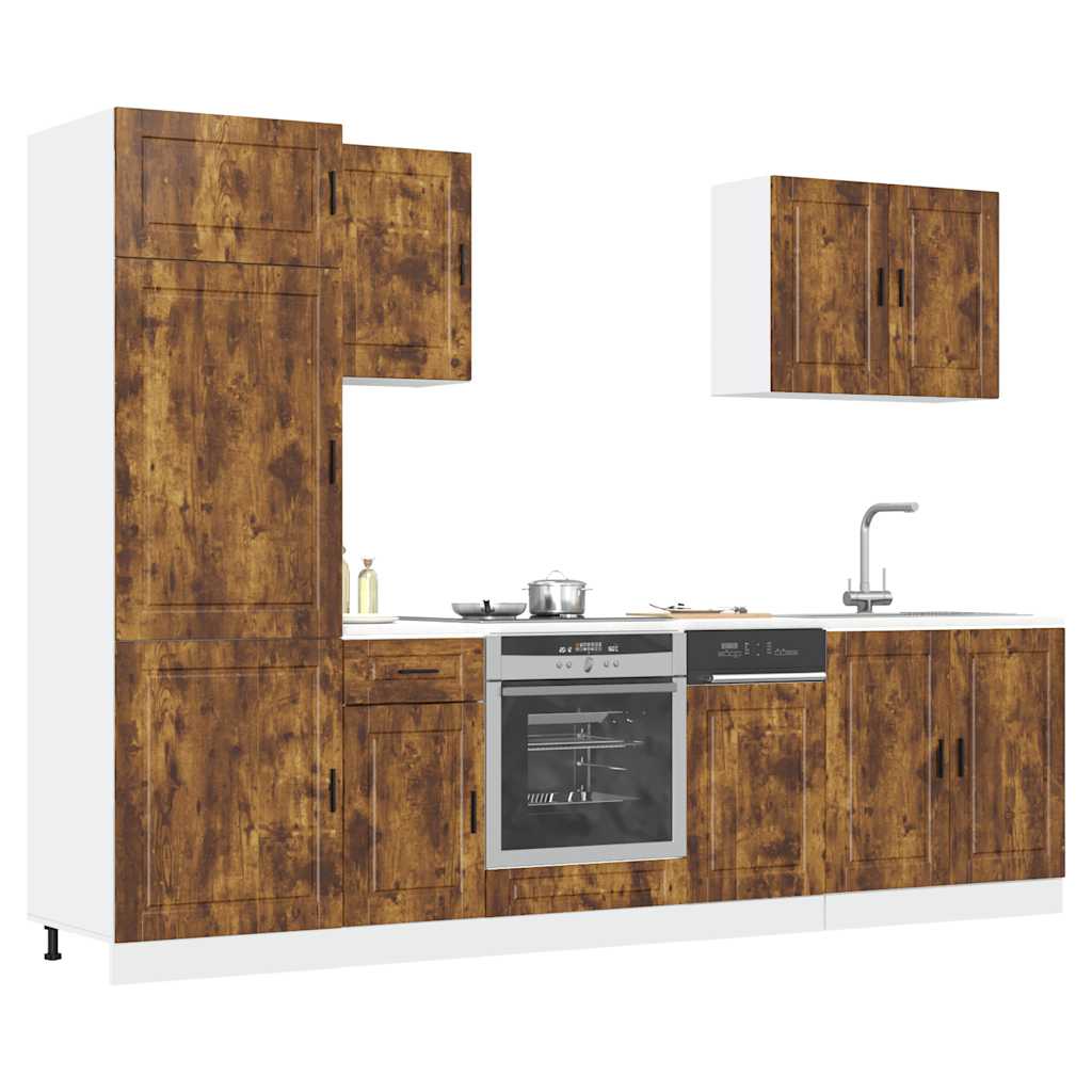 Conjunto de armarios de cocina "Porto" de 7 piezas de madera de ingeniería blanca