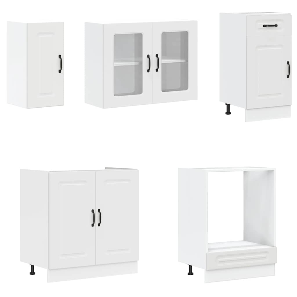 Mueble de cocina Kalmar blanco 8 piezas madera contrachapada