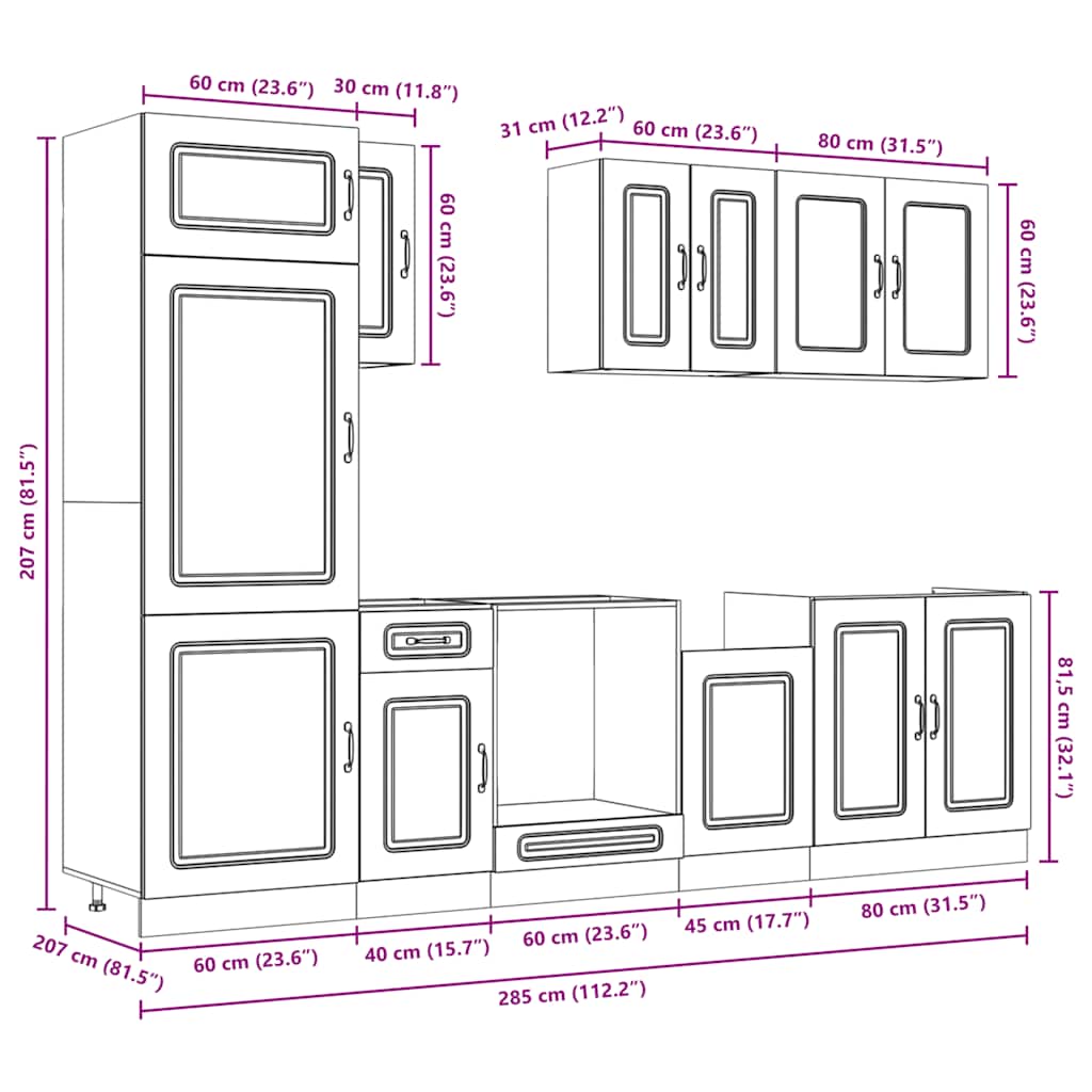 Mueble de cocina Kalmar blanco 8 piezas madera contrachapada