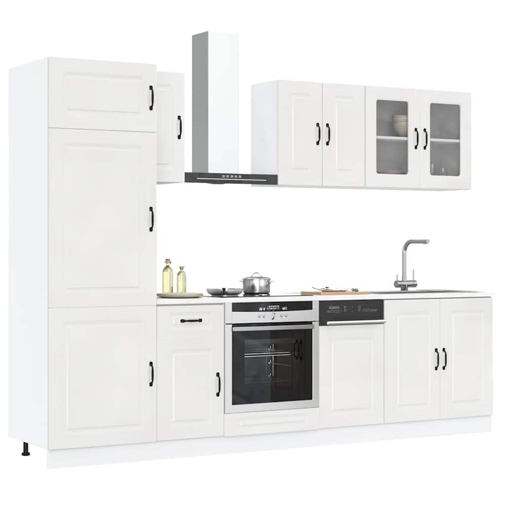 "Kalmar" 8-piece engineered wood kitchen cabinet set in brown oak