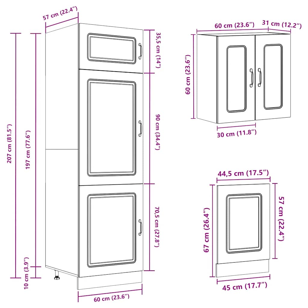 Mueble cocina Kalmar roble ahumado 8 pzas madera contrachapada