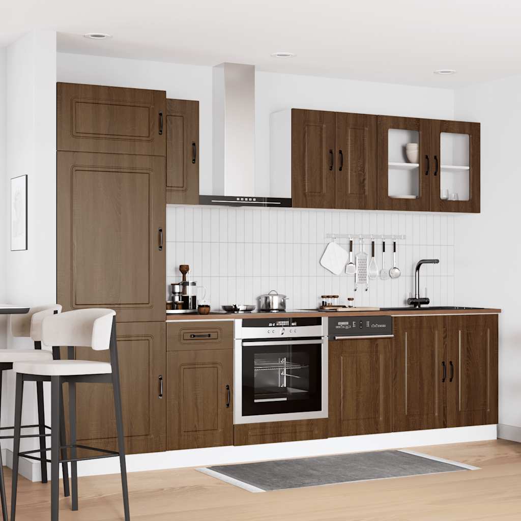 Conjunto de armarios de cocina de 8 piezas "Kalmar" de madera de ingeniería de roble marrón