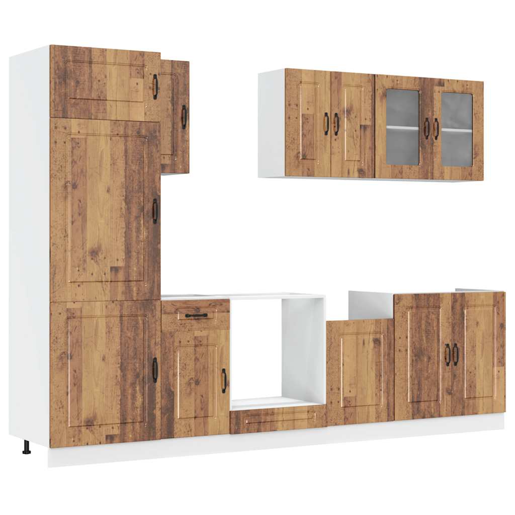 Mueble cocina Kalmar madera vieja 8 pzas madera contrachapada
