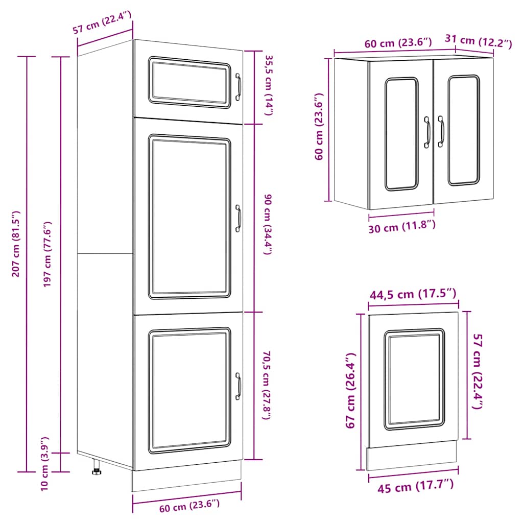 Mueble cocina Kalmar madera vieja 8 pzas madera contrachapada