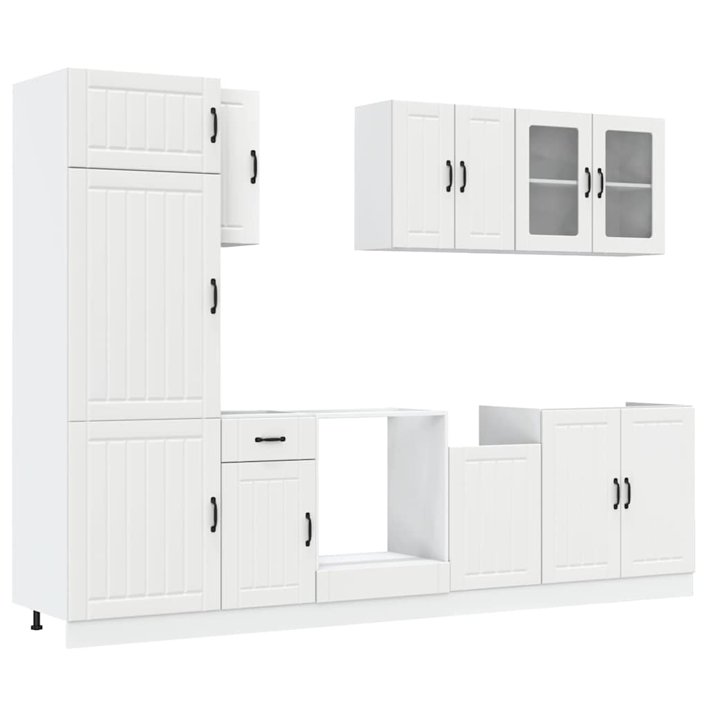 Conjunto de armarios de cocina "Lucca" de 8 piezas de madera de ingeniería blanca