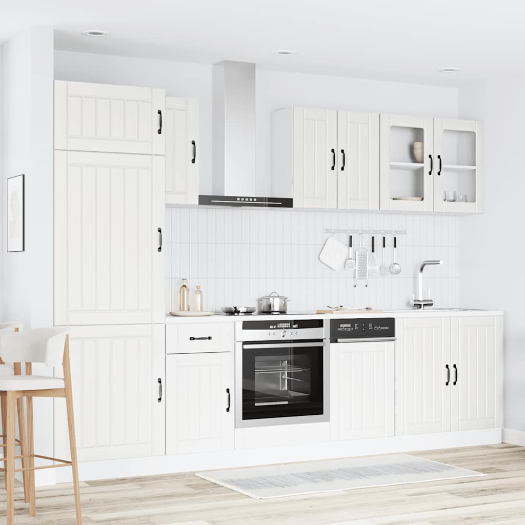 Conjunto de armarios de cocina "Lucca" de 8 piezas de madera de ingeniería blanca