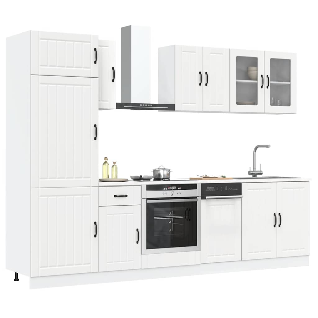 "Lucca" 8-Piece White Engineered Wood Kitchen Cabinet Set
