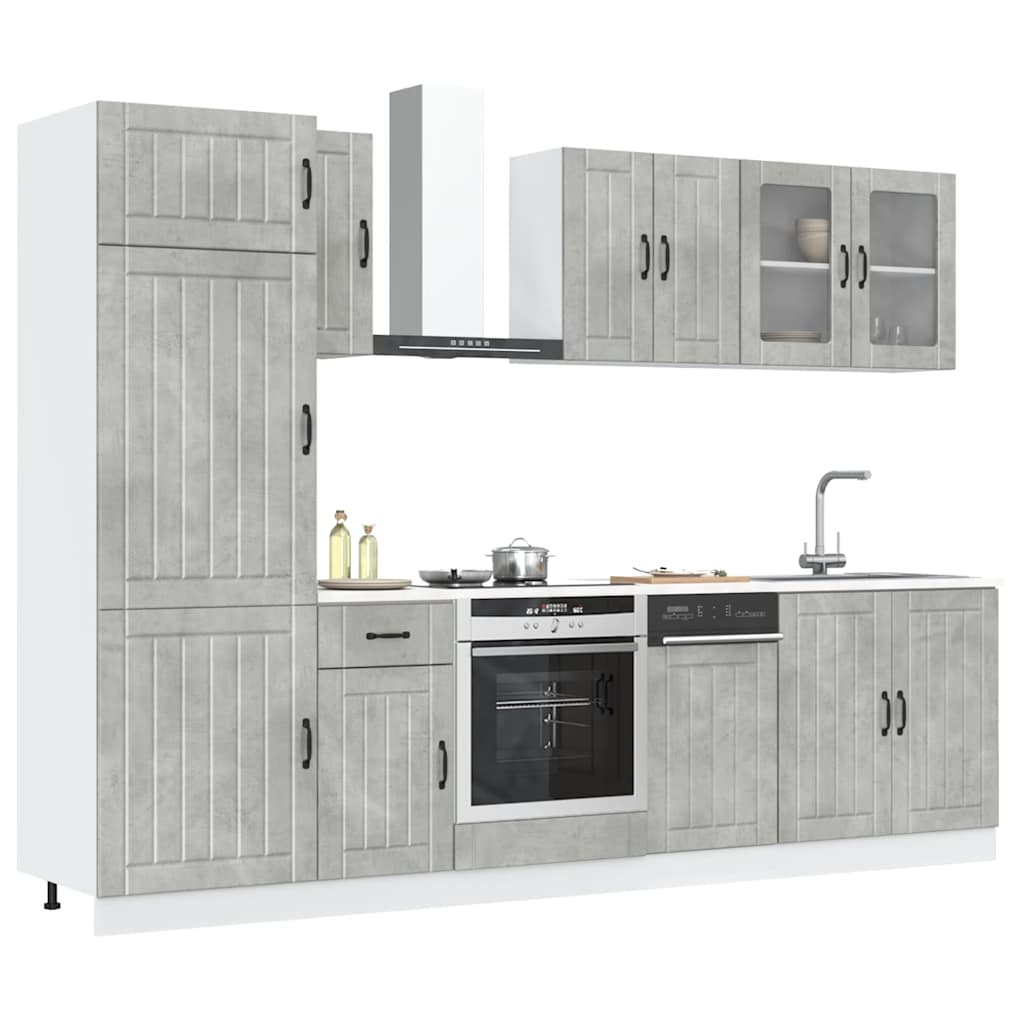 "Lucca" 8-Piece White Engineered Wood Kitchen Cabinet Set