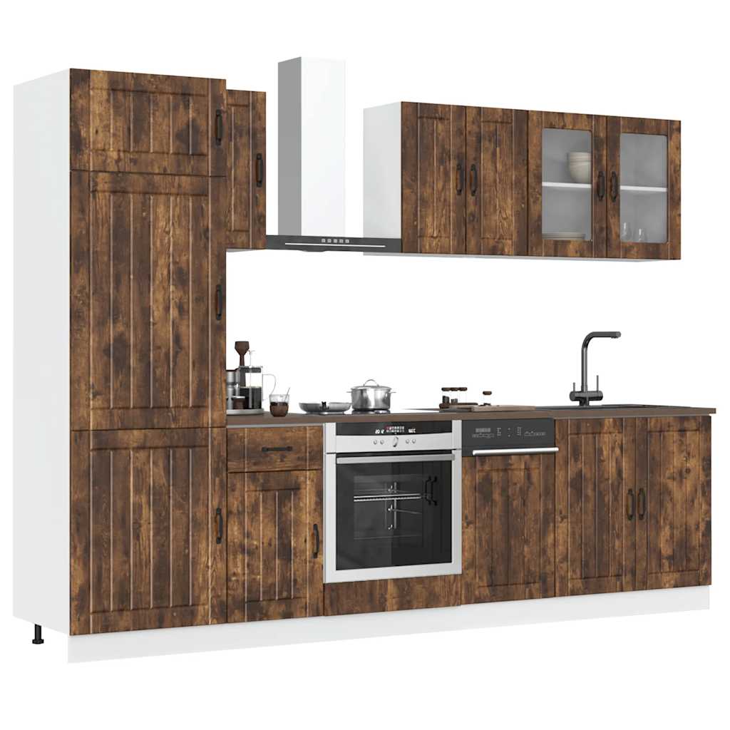 Conjunto de armarios de cocina "Lucca" de 8 piezas de madera de ingeniería blanca